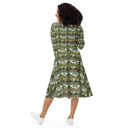 Springtime with Unicorn All-over print long sleeve midi dress