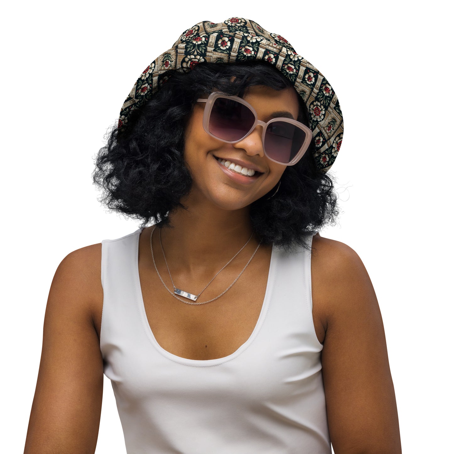 Tudor Rose on a Castle Reversible bucket hat