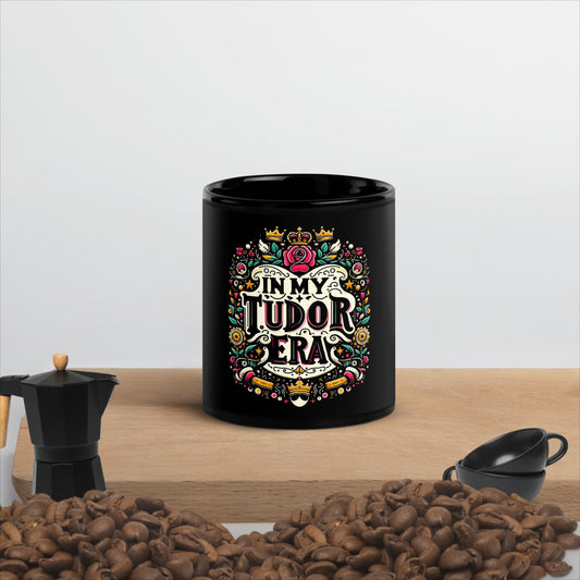 In My Tudor Era Black Glossy Mug