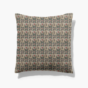 Tudor Rose on a Castle Woven Pillows