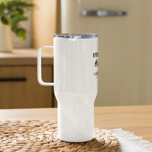 Hydrated by History: Tudorcon 2023 Travel mug with a handle