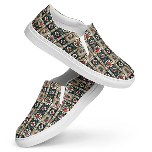 Tudor Rose on a Castle Women’s slip-on canvas shoes