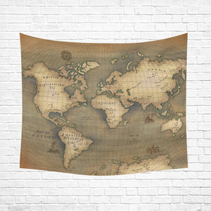 Old Map Cotton Linen Wall Tapestry 60"x 51"