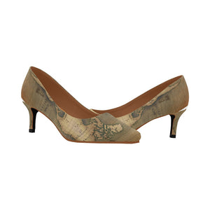 Old Map Pointed Toe Low Heel Pumps