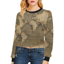 Old Map Cropped Pullover Sweatshirt