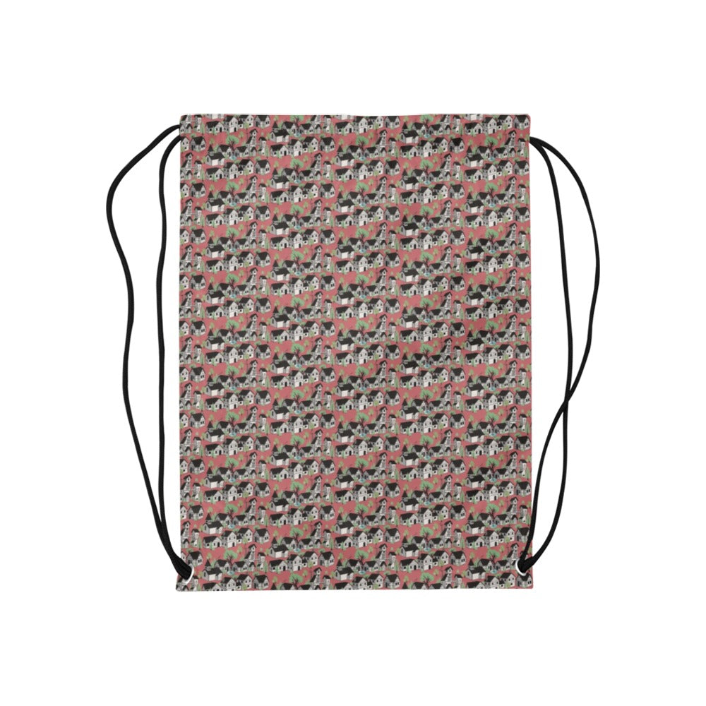 Medieval Village Medium Drawstring Bag