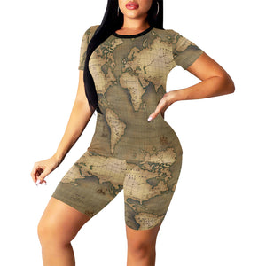 Old Map Short Yoga Set