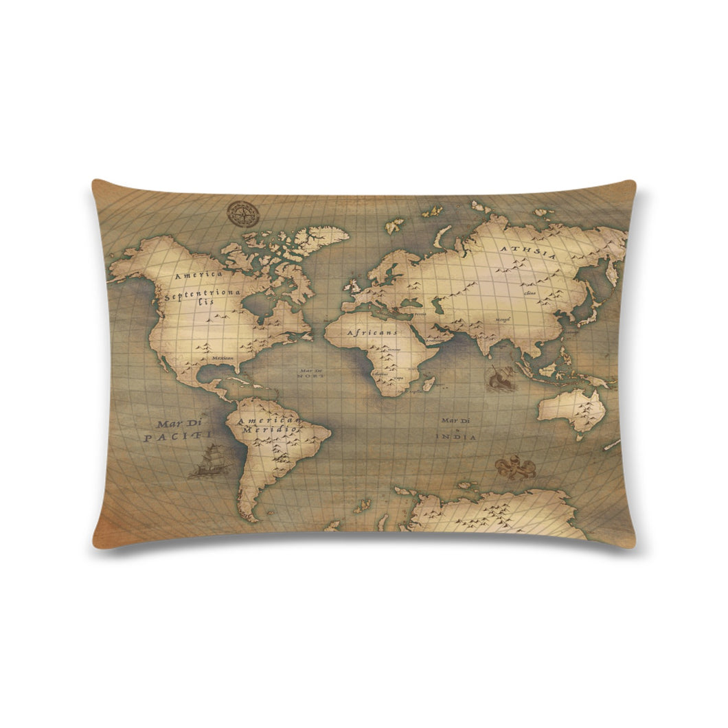 Old Map Zippered Pillowcase 16