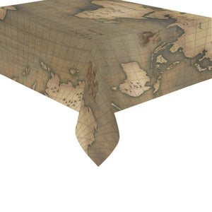 Old Map Cotton Linen Tablecloth 60" x 90"