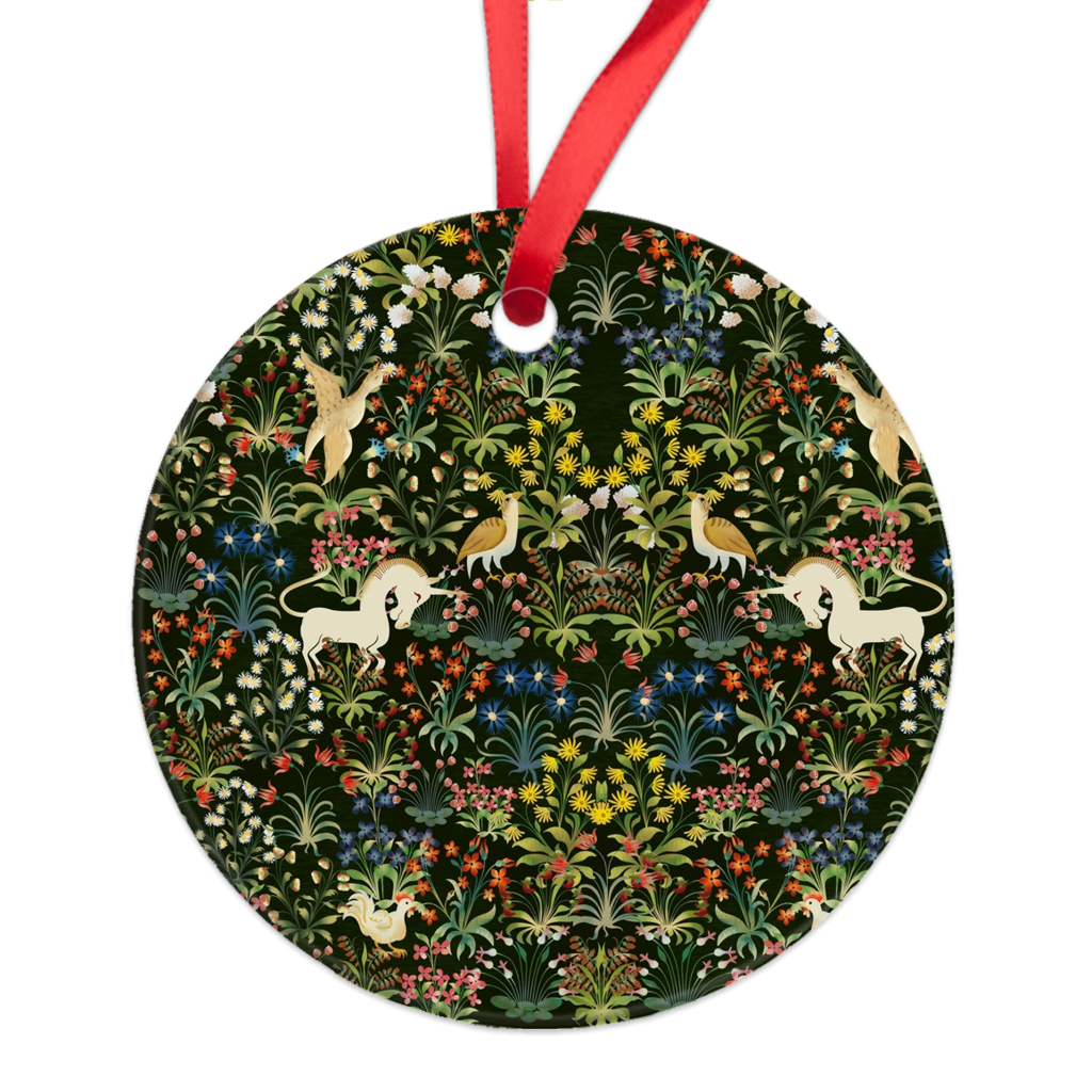Medieval Unicorn Tapestry Porcelin Ornaments