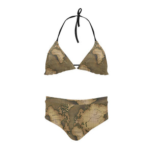 Old Map Stringy Bikini Set