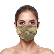Old Map Pleated Mouth Mask with Drawstrings