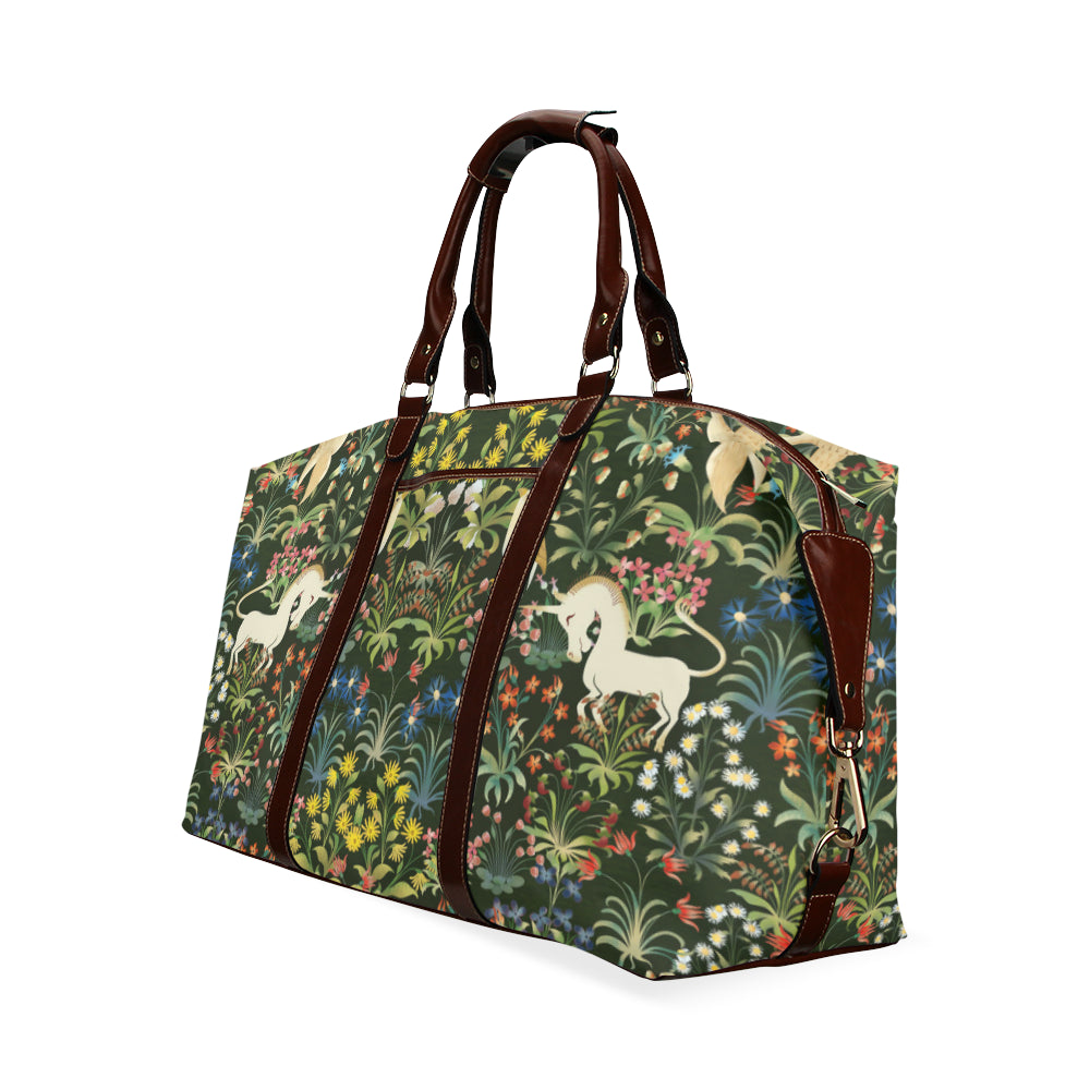 French Luggage Co Tapestry Bag Vintage Unicorn Countryside 