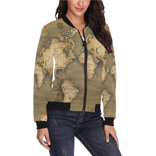 Old Map Bomber Jacket