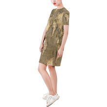 Old Map Short-Sleeve Round Neck A-Line Dress