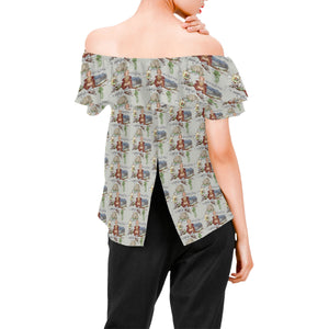 Anne of Cleves Off Shoulder Blouse with Ruffles