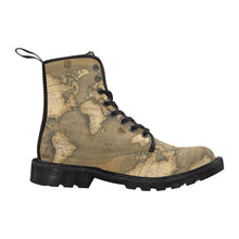 Old Map Black Martin Boots for Women