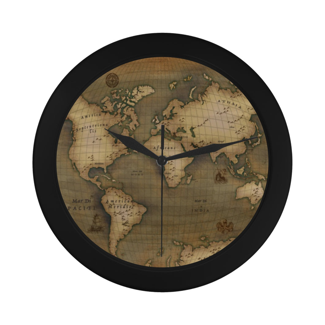 Old Map Circular Plastic Wall Clock