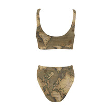 Old Map Sporty Top & High-Waisted Bikini Swimsuit