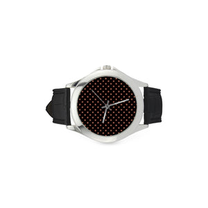 Tudor Rose Black and Silver Women's Classic Leather Strap Watch
