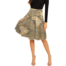 Old Map Pleated Midi Skirt