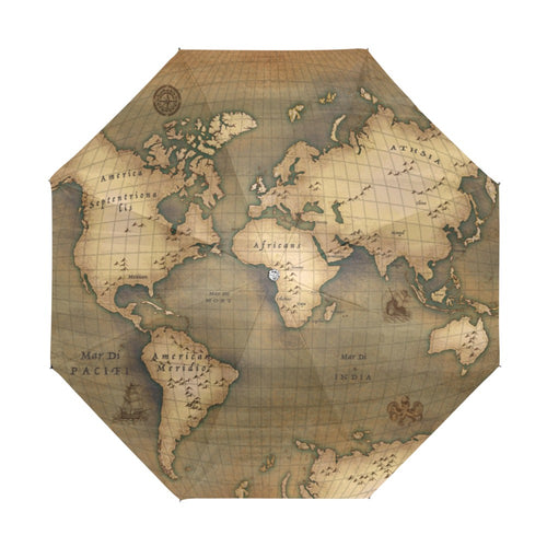Old Map Anti-UV Foldable Umbrella