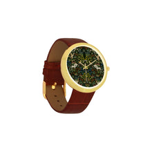 Medieval Unicorn Tapestry Women's Golden Leather Strap Watch