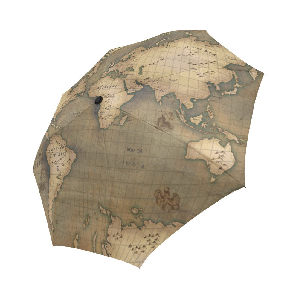 Old Map Auto-Foldable Umbrella