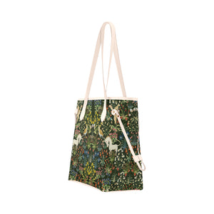 Medieval Unicorn Tapestry Clover Canvas Tote Bag