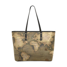 Old Map Chic Leather Tote Bag