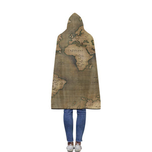 Old Map Flannel Hooded Blanket 50''x60''