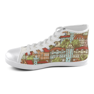 Medieval Housetop Women's High Top Canvas Shoes