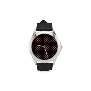 Tudor Rose Black and Silver Women's Classic Leather Strap Watch