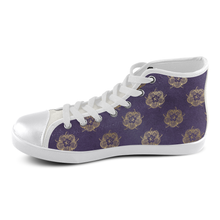 Purple Tudor Rose Women's High Top Canvas Shoes