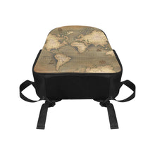 Old Map Multi-Pocket Fabric Backpack