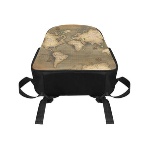 Old Map Multi-Pocket Fabric Backpack