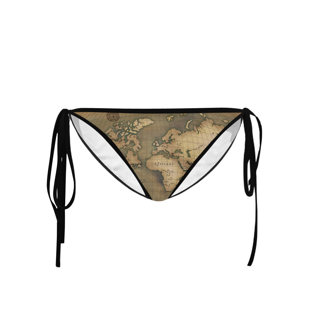Old Map Bikini Swimsuit Bottom