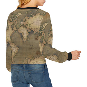 Old Map Cropped Pullover Sweatshirt