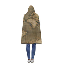 Old Map Flannel Hooded Blanket 40''x50''