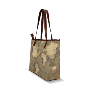 Old Map Shoulder Tote Bag