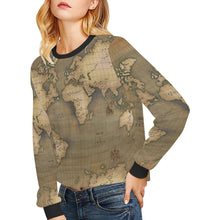 Old Map Cropped Pullover Sweatshirt