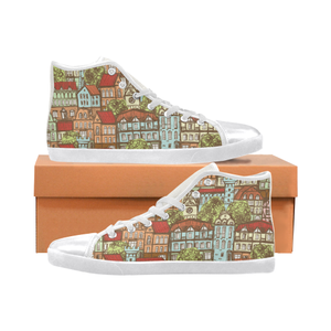 Medieval Housetop Women's High Top Canvas Shoes