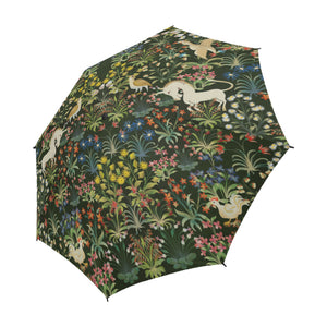 Medieval Unicorn Tapestery Semi-Automatic Foldable Umbrella