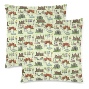 Anne Boleyn's Homes and a Summer English Garden Zippered Pillow Cases 18"x 18" (Set of 2)