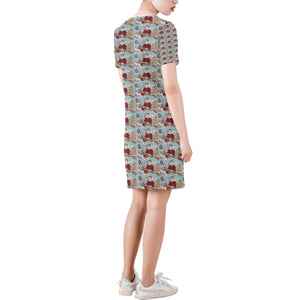 Katherine Parr Short-Sleeve Round Neck A-Line Dress