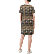 Cats+Books Short-Sleeve Round Neck A-Line Dress