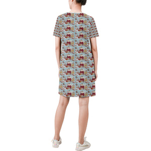 Katherine Parr Short-Sleeve Round Neck A-Line Dress