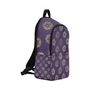 Purple and Gold Tudor Roses Fabric Backpack