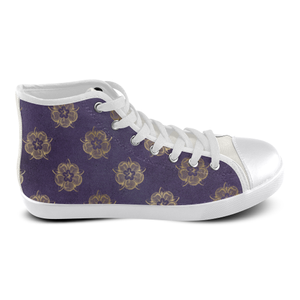 Purple Tudor Rose Women's High Top Canvas Shoes