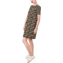 Cats+Books Short-Sleeve Round Neck A-Line Dress